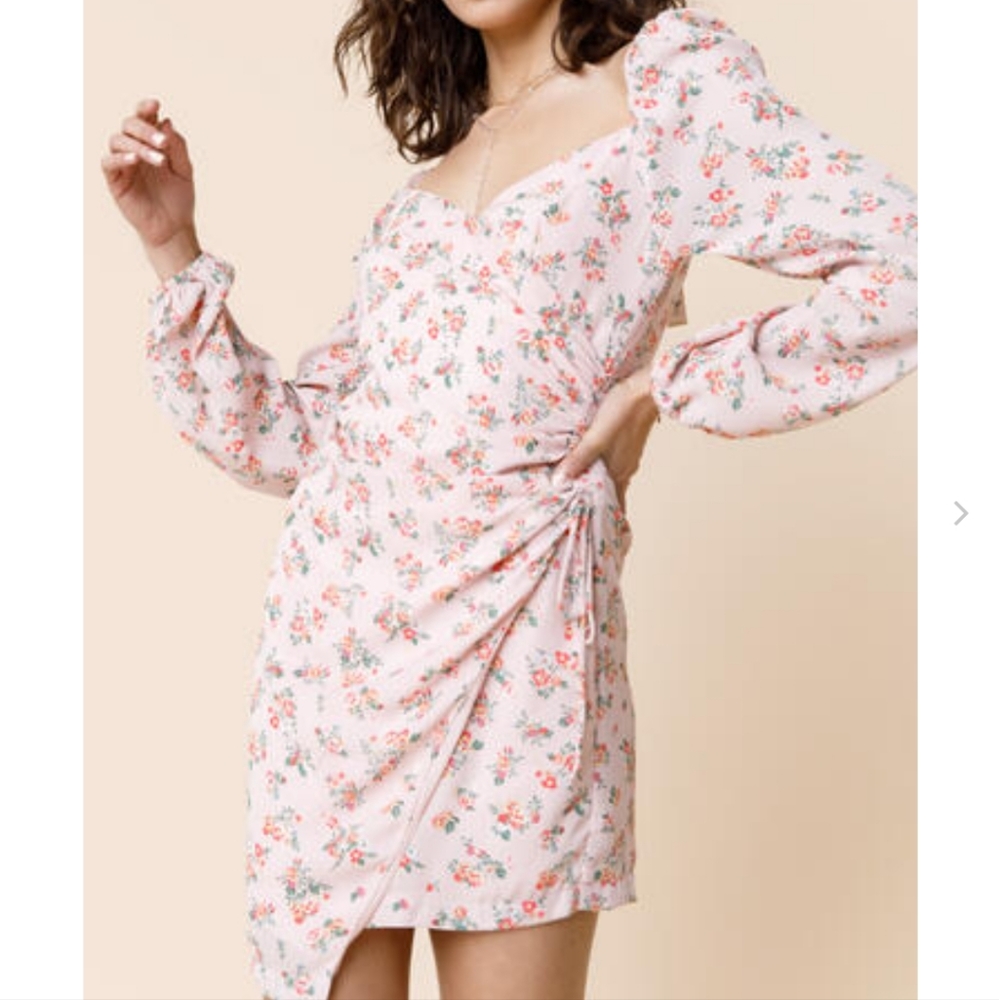 Lea Ruched Floral Mini Dress 
